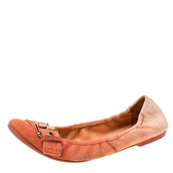 Louis Vuitton Two Tone Denim Buckle Scrunch Ballet Flats Size 37.5 - Picture 1 of 4